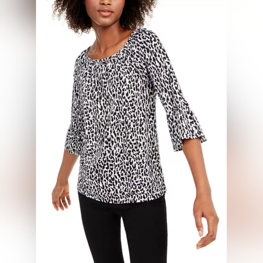 Michael Kors Animal Print Peasant Blouse